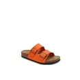 thumbnail image 2 of Women Soft Cork Cushioned Footbed PU Leather Double Strap Slider Sandal (Premium PU Orange/ 7), 2 of 4