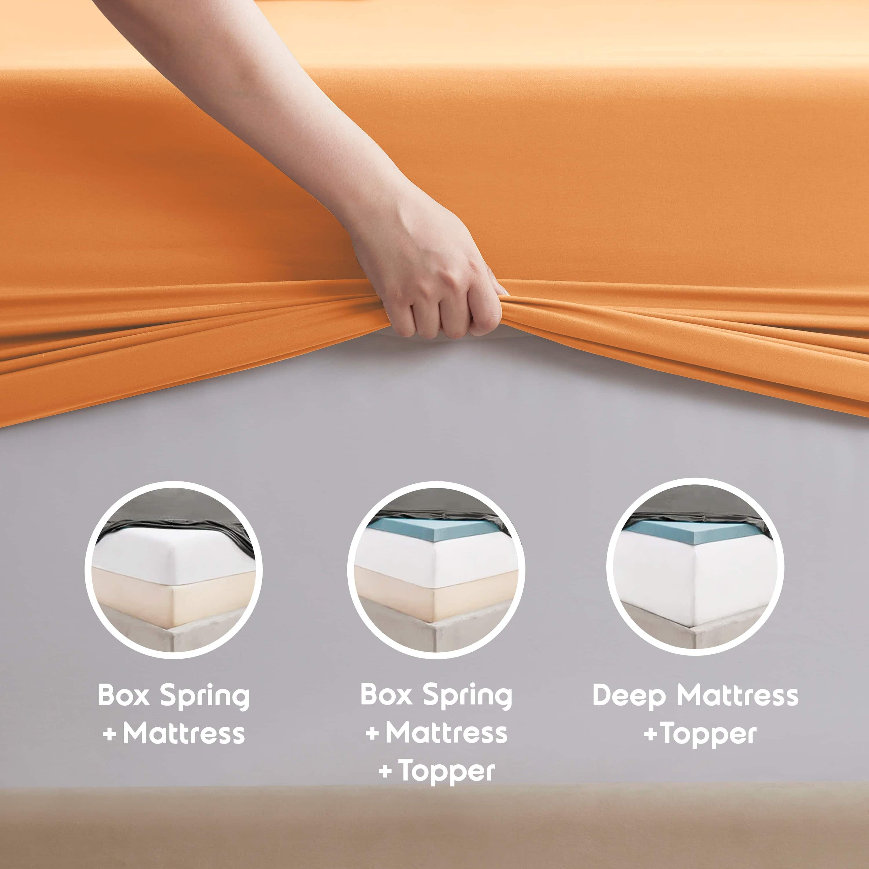 LammaLoe Extra Deep Pocket California King Sheets Set, 4 Piece, Fits 18"-24" Mattress, Breathable & Extra Soft Bed Sheets, Apricot Orange