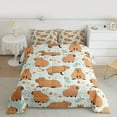 thumbnail image 2 of Homewish Cartoon Capybara 2pcs Bedding Comforter Set for Preppy Children Kids,Kawaii Animal Twin Comforter Sets,Chic Floral Flowers Breathable Bedding Set,Microfiber Bedroom Decor,Reversible, 2 of 8
