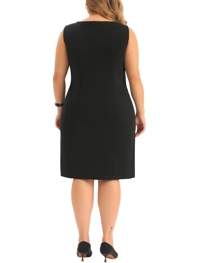 blue dress for baby girl Donna Karan Women's Belted V Neck Sheath Dress - Black
