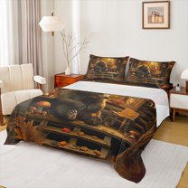 Manfei Cute Jungle Bear Queen Sheet Sets,Rustic Mushroom Maples Flat Sheet,Country Farmhouse Cabin Queen Fitted Sheet For Girls Boys,Luxury Bedroom Decor,4-Piece