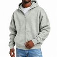 thumbnail image 6 of Hearthz Mens Hoodies Zip Up Light Gray Long Sleeve Drop Shoulder Sweatshirt Men Oversized Y2k Trendy Streetwear Zipper Mens Hoodie Sweatshirt, 6 of 6