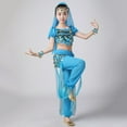 thumbnail image 6 of SERTG Girls Long Sleeve Sequin Top and Cuffed Pants Set Elastic Waist with Accessories Fall Winter Dance Performance Outfit(Sky Blue,13-15 Years), 6 of 7