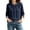 Navy, variant on Linen Tops for Women Embroidered 3/4 Sleeve Bohemian Peasant Shirts Retro Chinese Frog Button Mandarin Collar Tops