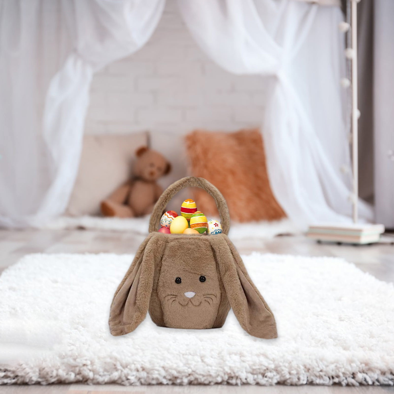 VibHome Easter Baskets Bags for Kids Gift Happy Easter Bunny Long Ears Bags Easter Basket Buckets Easter Tote Bags Children Gift Storage Handbag on Clearance!