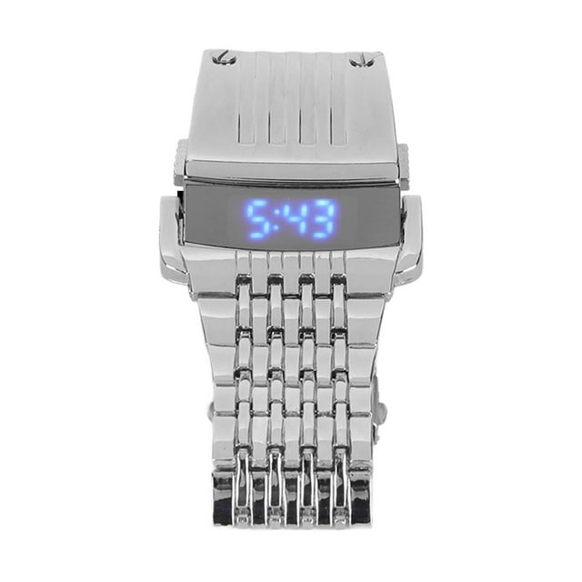Electronic Watch, Alloy Watch Versatile Fashionable For Daily For Business Silver Blue Light