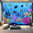 thumbnail image 3 of Canvas Modern Wallpaper Murals 3D Whimsical Coral With Tropical Fish Bold Lines Peel and Stick Removable Self-Adhesive Wall Stickers for Nursery Kids Bedroom TV Wall Decor, 3 of 5
