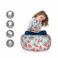 thumbnail image 2 of Fruit Storage Toy Bag Chair, Summer Pattern with Watermelon Slices, Stuffed Animal Organizer Washable Bag, Large Size, Coral Pale Blue, by Ambesonne, 2 of 3