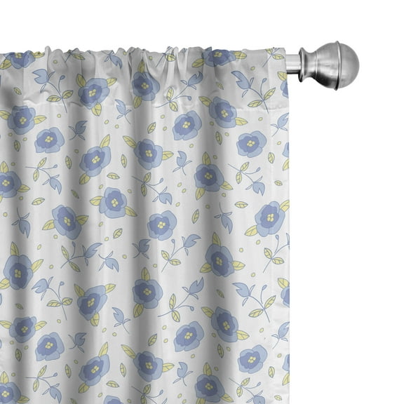 Ambesonne Floral Curtains, Flourishing Summer Roses, Pair of 28"x84", Pale Yellow Blue Violet
