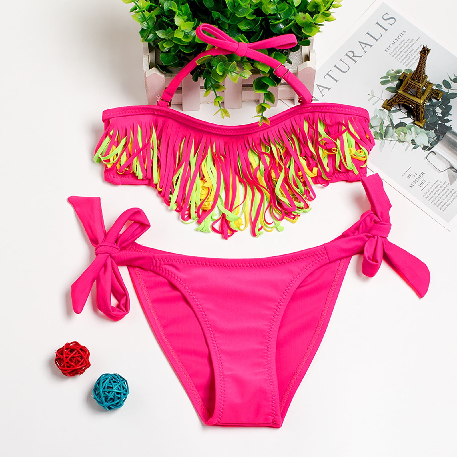 enthousiasme Pakistan Inpakken Cathalem Girls Swimsuit Size 28 Split Bikini Swimsuit Summer Swimsuit  Tassel Girls' Quick-drying Children's Girls Bikini Set Swimwear Hot Pink  11/12Y - Walmart.com