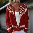 thumbnail image 4 of Womens Plus Size Cardigan Sweaters Boho Button Down Chunky Knit Cardigans Ethnic Crewneck Fall Winter Jacket, S Red, 4 of 4