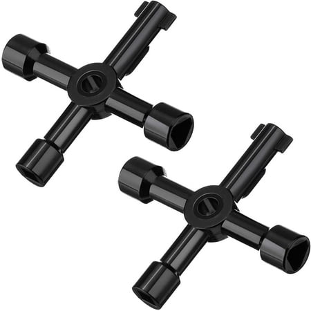 

2 Pack Electric Cabinet Keys Gas Meter Keys Utility 4-Way Keys for Multi-application (Black)