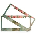 thumbnail image 2 of Pink Roses in A Jar License Plate Cover 2 Pack Vintage Natural Flower Bouquet License Plate Cover Front Plates Frames Car Tag Frame for US And CA 2 Round Holes Aluminum Metal License Plate Frame, 2 of 6
