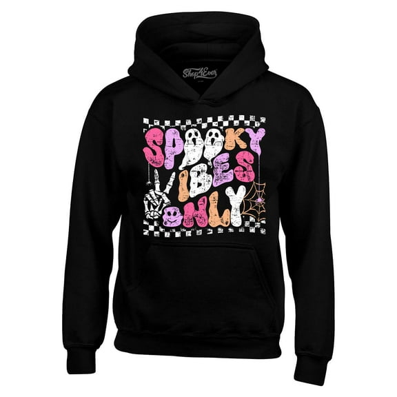 Shop4Ever Men's Spooky Vibes Only Halloween Hooded Sweatshirt Hoodie XX-Large Black