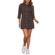 thumbnail image 2 of Vestido de mezclilla para mujer INSPIRE CHIC con mangas 3/4, botón, mini vestido de camisa de mezclilla, talla L, marrón oscuro, 2 of 6