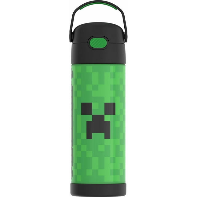 Thermos Kids Stainless Steel Vacuum Insulated Funtainer Water Bottle with Spout Lid, 470 ml, Minecraft
