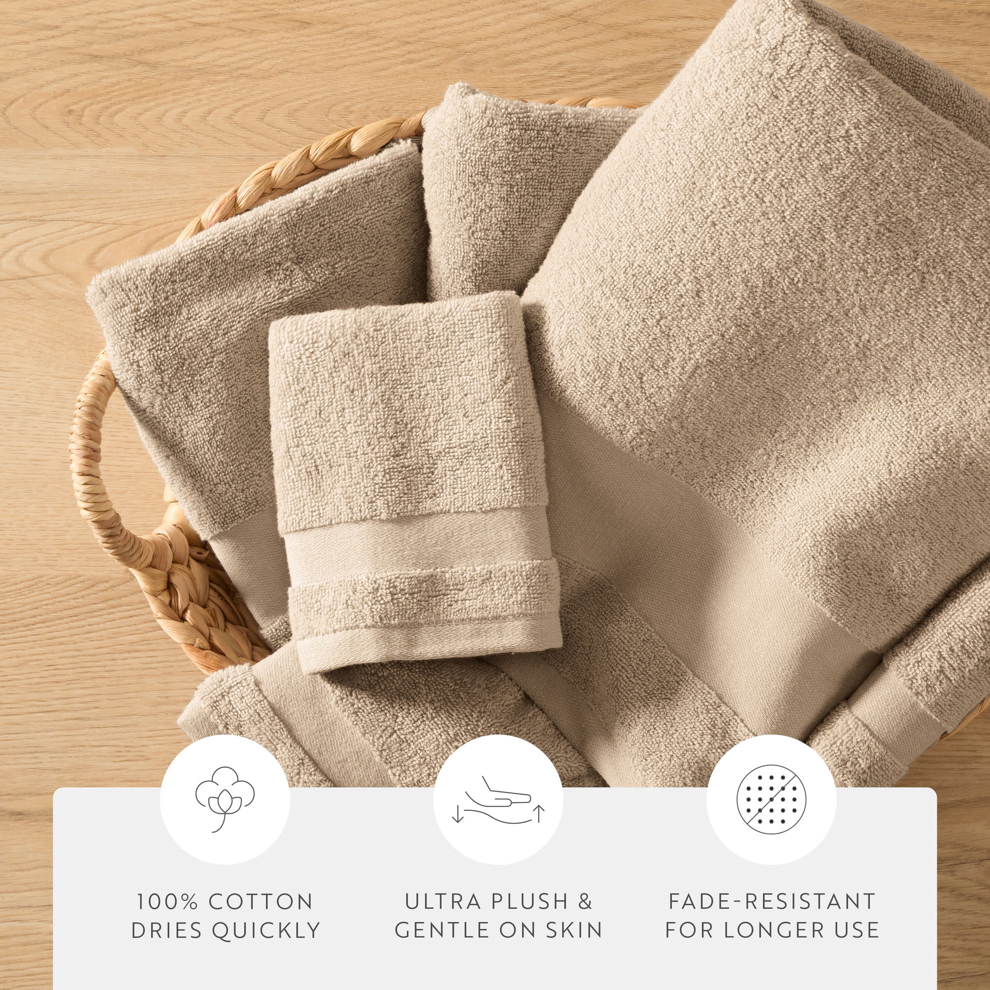 Noble Linens 6 Piece Essential Cotton Bath Towel Set