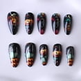 thumbnail image 5 of ONLYEOR Long Almond Press On Nails, Pumpkin Ghost & Moon Design, Spooky Fake Nails for Themed Party Styling, 5 of 8