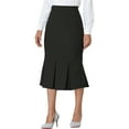 thumbnail image 5 of INSPIRE CHIC Women's Work Solid Skirt Below Knee Lenght Fishtail Skirts with Belt L Black, 5 of 7