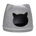 thumbnail image 2 of Casa de fieltro para gatos, cama calentadora para gatos, extraíble, resistente a los arañazos, forma de cabeza de gato, suministros para mascotas, Gris claro, 2 of 8