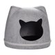 thumbnail image 1 of Cama cueva de fieltro para gatos, extraíble, acogedora, con forma de cabeza de gato, ideal para las cuatro estaciones. Gris claro, 1 of 9