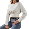 thumbnail image 1 of Blusa de manga larga con cuello redondo, cómoda, informal, a la moda, para mujer Pompotops  FGAJ8794, 1 of 6