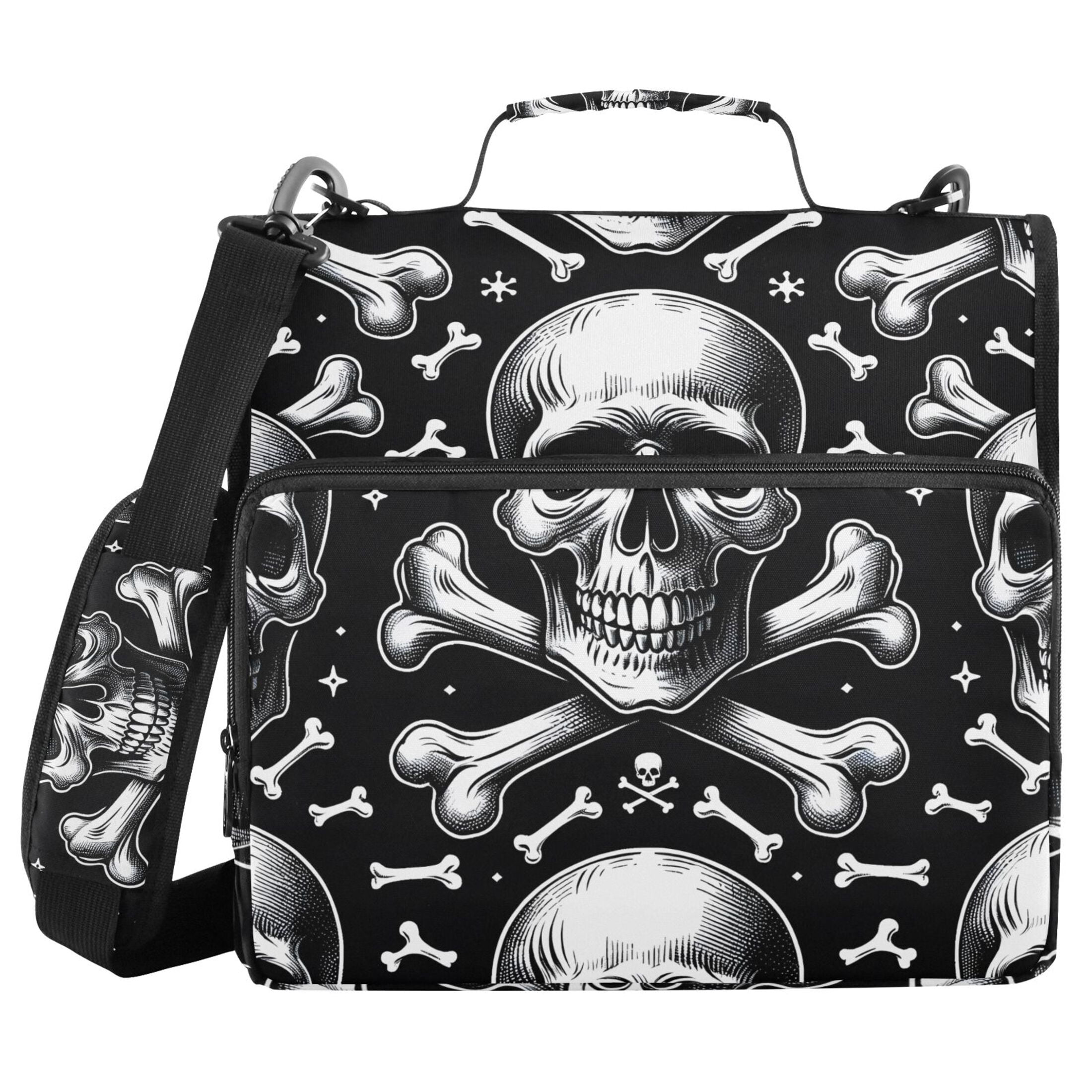 ALAZA Zipper Binder Skeletons Halloween 3 Ring Trapper Keeper File Folder Organizer Bag