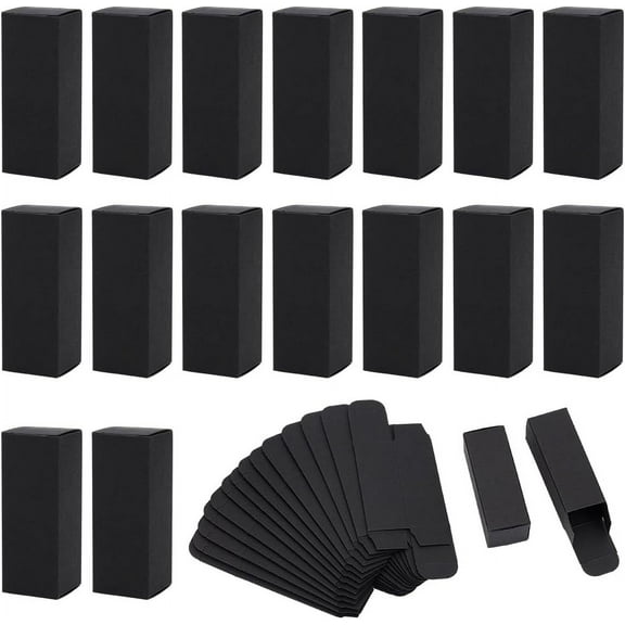 50 Pack Black Kraft Paper Lipstick Boxes Rectangle Lip Gloss Cases Reusable Paper Lip Balm Gift Packaging Boxes for Birthday Wedding Festival Gift 1.2x1.2x3.2 Inch Black