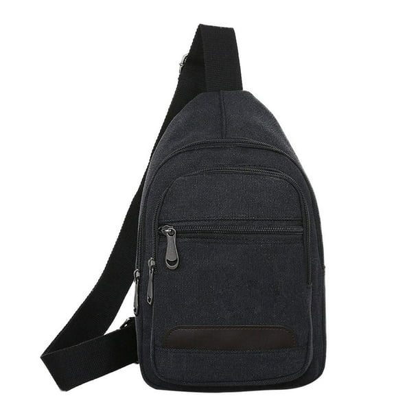 GOOHOCHY 1 bolsa de lona para hombre, bandolera, bandolera, con bolsillos con cremallera, antirrobo, gran capacidad para hombres (negro)