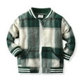 thumbnail image 2 of Toddler Boy Jacket with Hood Toddler Boys Long Sleeve Winter Warm Outwear Jacket Coat Plaid Green Oututwear for Babys Clothes Z0J-Green, 4-5 Years, 2 of 7