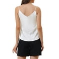 thumbnail image 3 of INSPIRE CHIC Women's Satin Cami Tops V Neck Spaghetti Strap Silk Sleep Lounge Pajamas Blouse XS White, 3 of 6