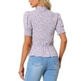 thumbnail image 3 of INSPIRE CHIC Women's Floral Print Summer Ruffle Neck Short Sleeve Peplum Top, 3 of 5