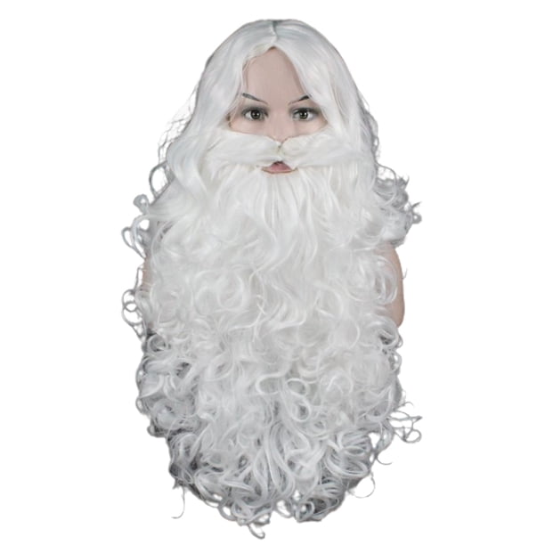 Barba De Papá Noel, Barba Rizada, Barba De Fibra De Alta Temperatura, Accesorios De Juego De Rol Para Fiesta De Navidad Vogacara HA045609-02