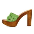 thumbnail image 2 of FSJ Women Woven Round Open Toe Sandal Platform Chunky High Heel Slip On Mule Comfortable Holiday Summer Slippers Slide Shoes Size 10.5 Green, 2 of 4