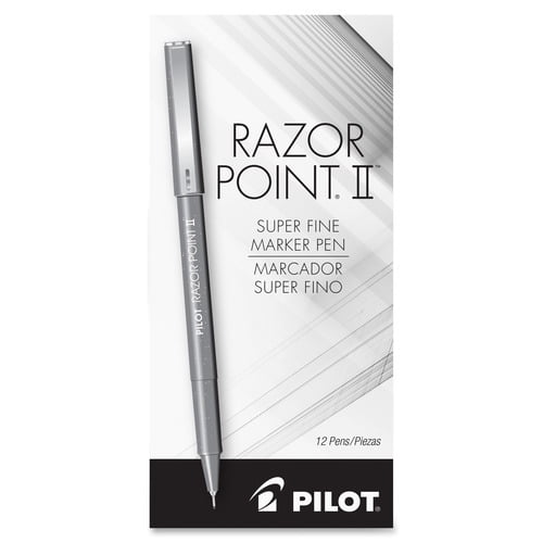 Pilot Razor Point II Marker Pens Super Fine Pen Point - 0.3 mm Pen Point  Size - Blue - Blue Barrel - 12 / Dozen 