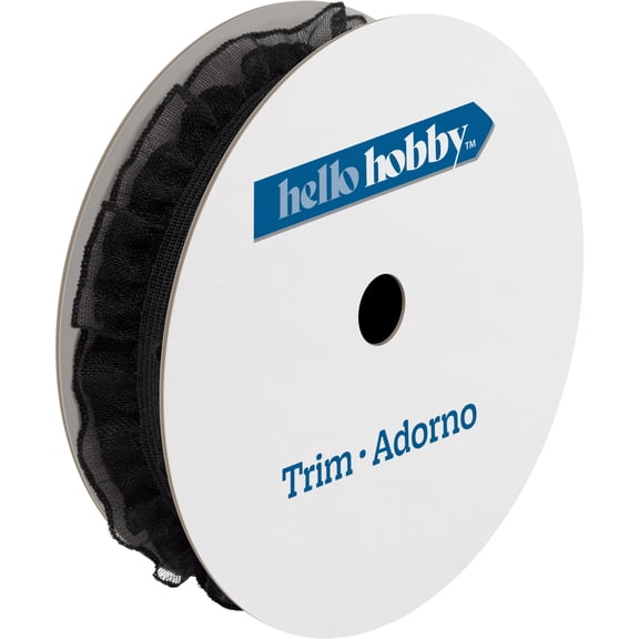 Hello Hobby Black Ruffle Elastic Sewing Trim, 1 in x 3 yd