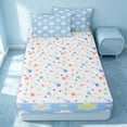 thumbnail image 4 of Erosebridal Cartoon Floral Zipper Twin Comforter Sets with Fitted Sheet and 2 Pillowcases, Cute Blossom Zipper Bedding Set, Stars Reversible, Sky Cream Daisy, Stars Reversible, 4 of 7