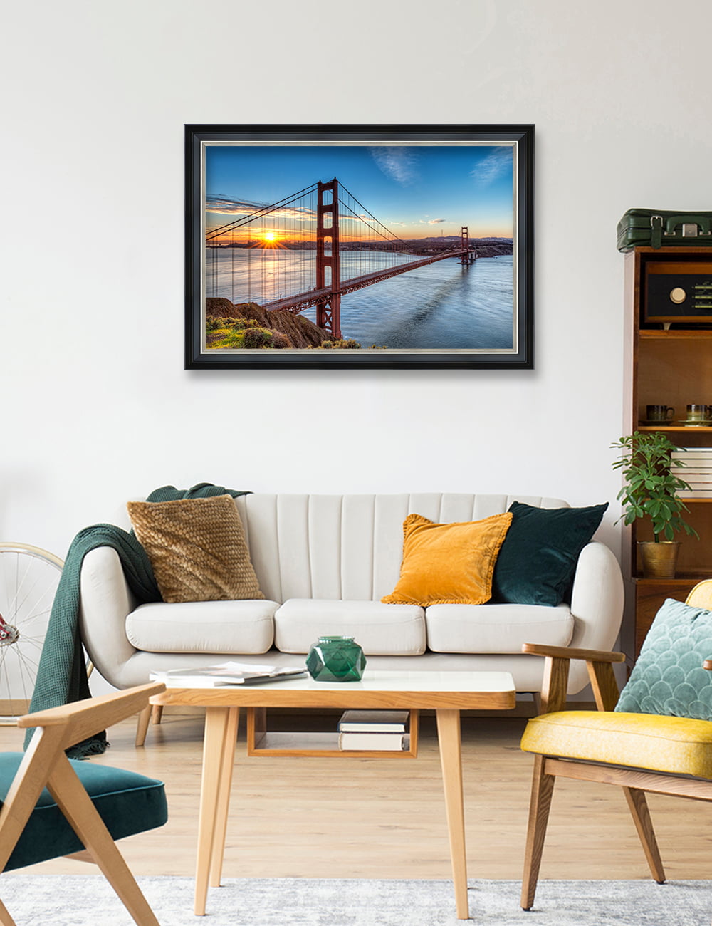 DecorArts Golden Gate Bridge San Francisco Califonia, Giclee Print on  Photo Paper with Matching Classical Brown Frame. Total Size w/Frame:  33.25x23.25