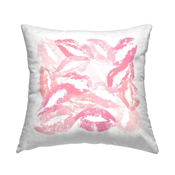 Stupell Industries Pink Lipstick Kisses Decorative Printed Throw Pillow Design by Martina Pavlova