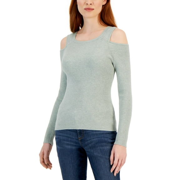 Women's Ribbed Cold-Shoulder Sweater Sage M