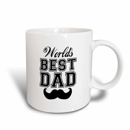 3dRose Worlds best dad with funny black mustache - retro moustache vintage font - fathers day daddy gift, Ceramic Mug, (Best Gifts For World Travelers)