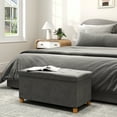 thumbnail image 2 of HOMCOM Storage Ottoman Bench, Velvet Upholstered Foldable Ottoman Footrest, 2 of 10