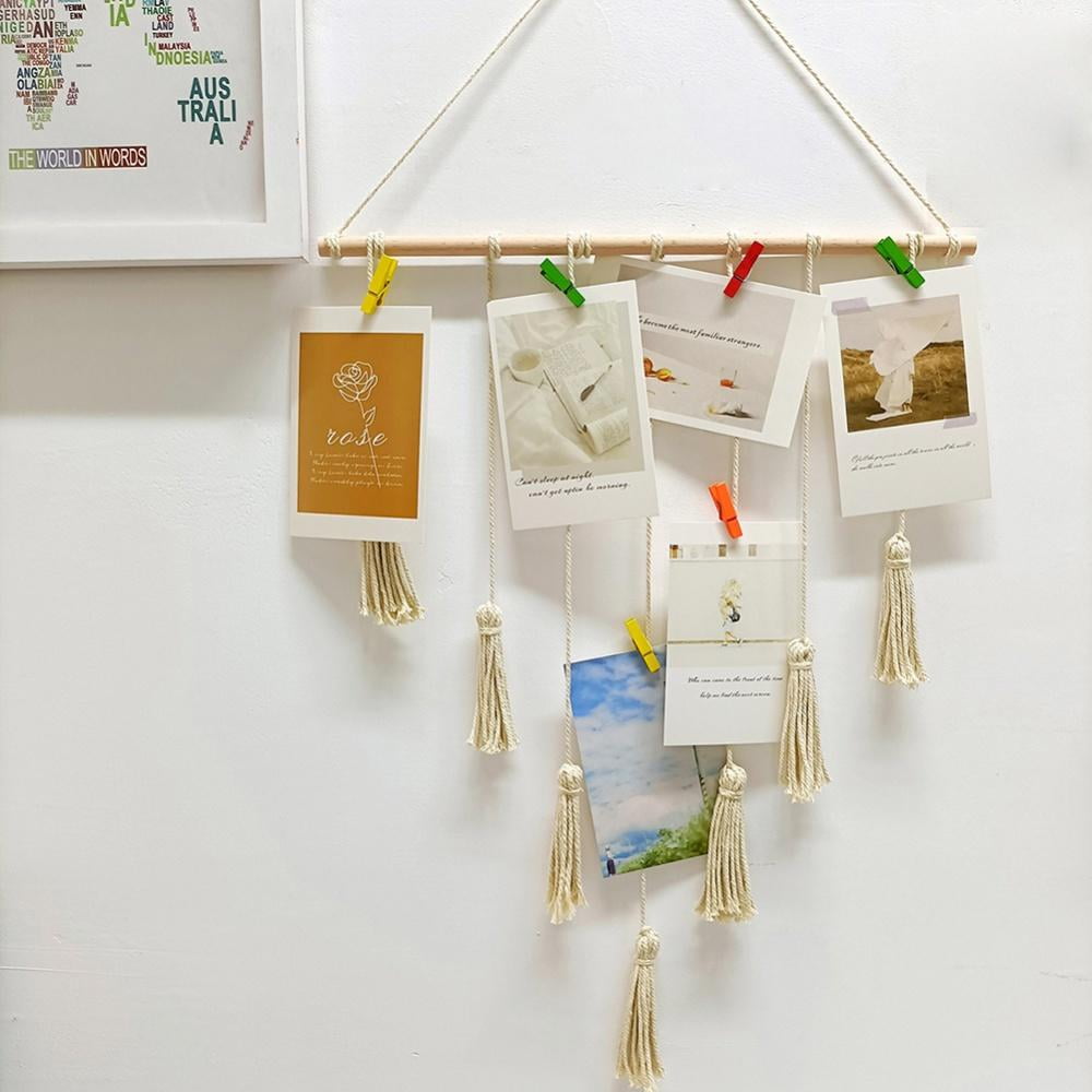 Kozart Hanging Photo Display Pictures Frame Holders with 10PCS Wood Clips Holiday Card Display for Home Office Nursery Bedroom Room Dorm