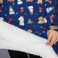 thumbnail image 3 of Oversized Wearable Blanket Hoodie,Dark Blue Christmas Dog and Snowman Pattern Sherpa Blanket Hoodie with Super Pockets,Super Warm Fuzzy Pullover for Women & Men, 3 of 6