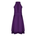 thumbnail image 3 of ICHUANYI Clearance Women's Summer Fashion Round Neck Sleeveless Long Dress Sleeveless Round Neck Knee Length Dress(Purple, M) ICHUANYI WER2023081005608, 3 of 5
