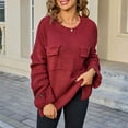 thumbnail image 5 of Tnhcen Women's Knit Sweater Round Neck Casual Top Soft Acrylic Pullover Front Pocket Comfort Wear Relaxed Fit S-XL, 5 of 9