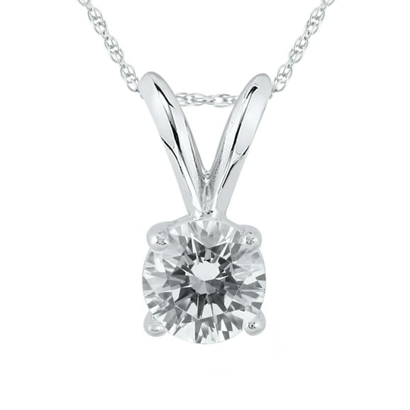 SZUL Women's 1/3 Carat Diamond Solitaire Pendant in 14K White Gold (L-M Color, I2-I3 Clarity)
