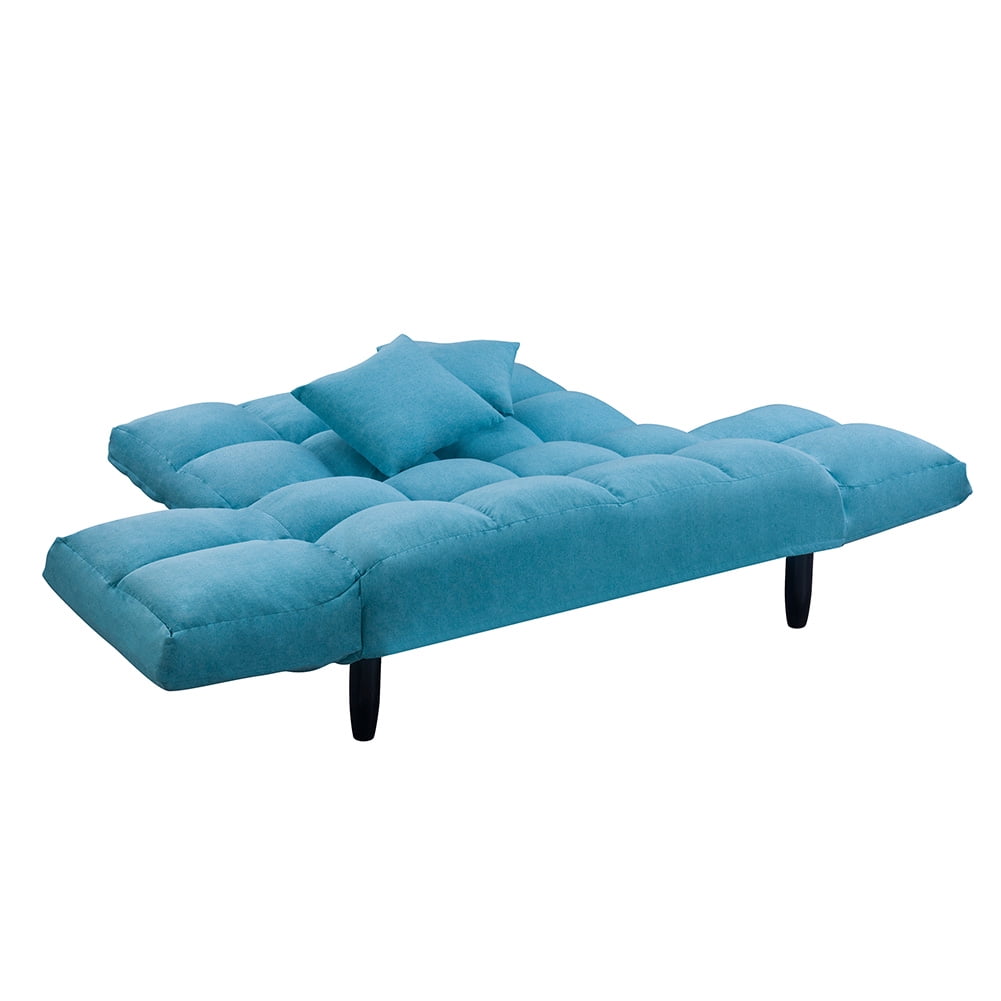 Kepooman Upholstered Tufted Sleeper Sofa, Adjustable Lounge Couch with Pillows - Blue Kepooman Upholstered Tufted Sleeper Sofa, Adjustable Lounge Couch with Pillows - Blue