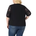 thumbnail image 4 of DARING DIVA Plus Size Lightweight Lace Half Sleeve Open Front Cardigan 1X Black, 4 of 6