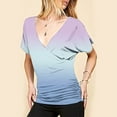 thumbnail image 2 of XIAfhje Womens Tops Short Sleeve V-Neck Pleated Top Solid Color T Shirts Summer Casual Blouse Comfy Cozy Tunic Tops Shirt, 2 of 5